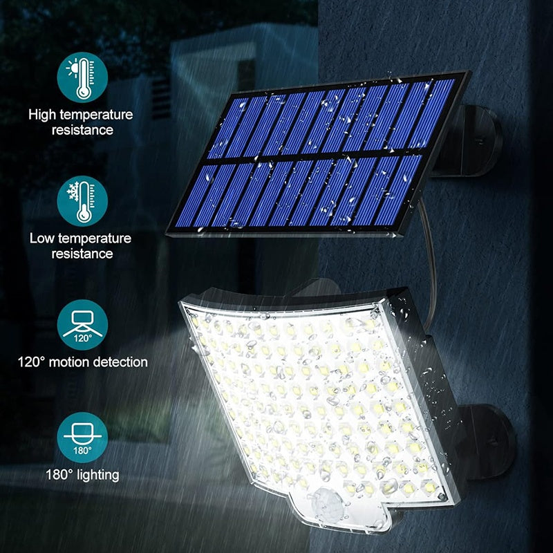 Solar Outdoor Lights Waterproof, LED Security Lights With 16.5 Ft Cable, Motion Sensor Lights, Flood Light For Streets, Courtyards,Parking Garages